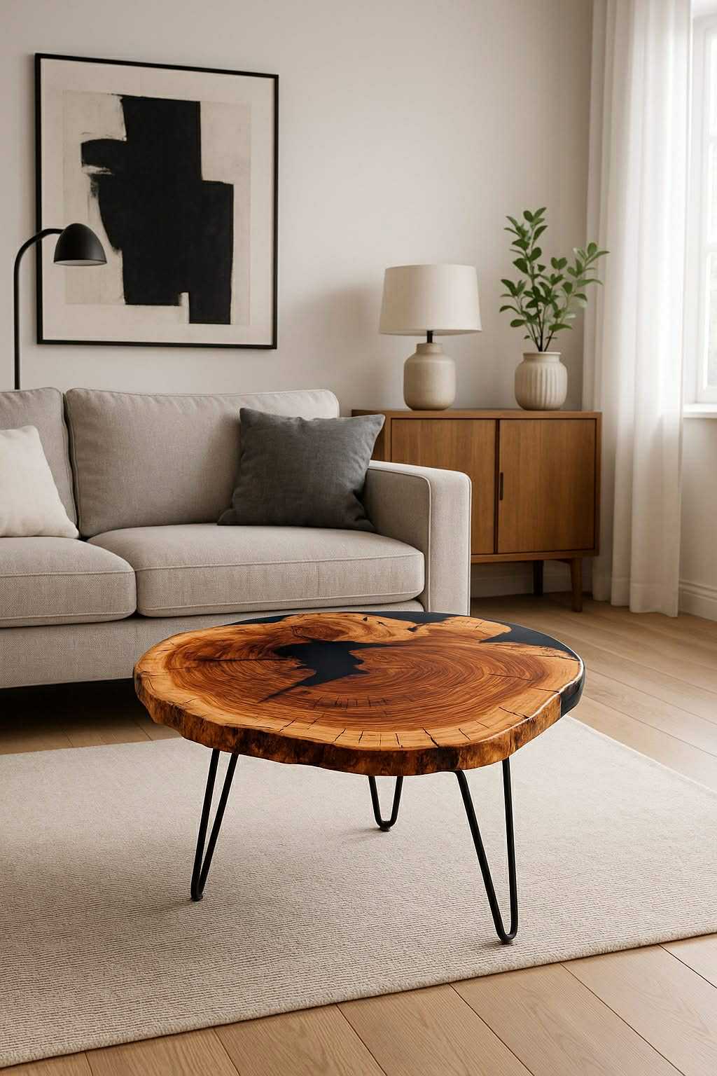 Epoxy resin coffee table/ Handmade/ Olive wood