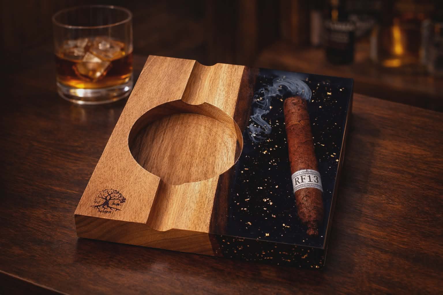 Handmade Luxury Wood and Resin Ashtray ( Made to Oreder )