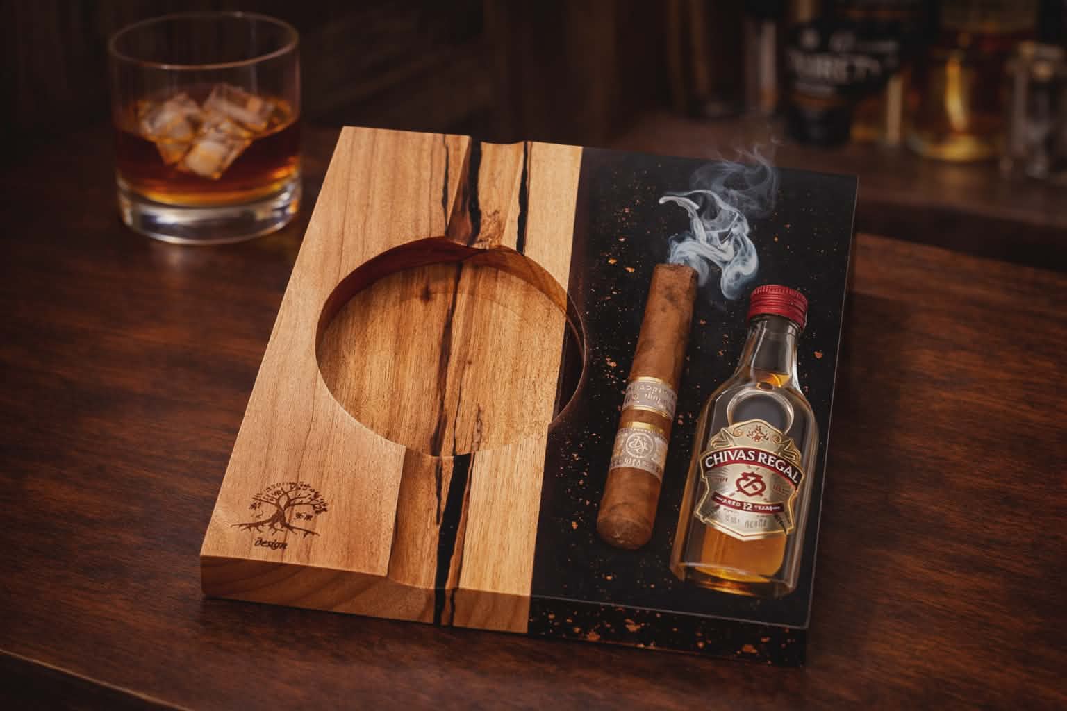 Handmade Luxury Wood and Resin Ashtray ( Made to Oreder )