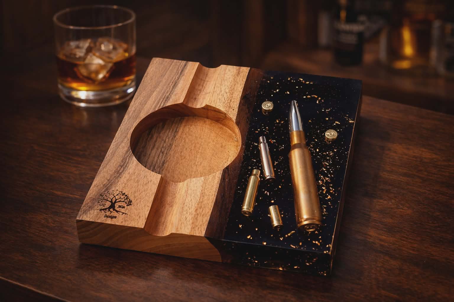 Handmade Luxury Wood and Resin Ashtray ( Made to Oreder )