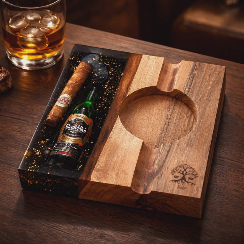 Handmade Luxury Wood and Resin Ashtray ( Made to Oreder )