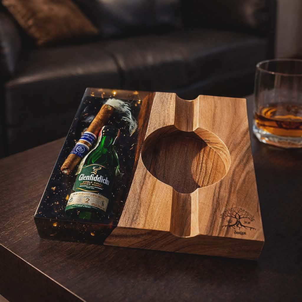 Handmade Luxury Wood and Resin Ashtray ( Made to Oreder )