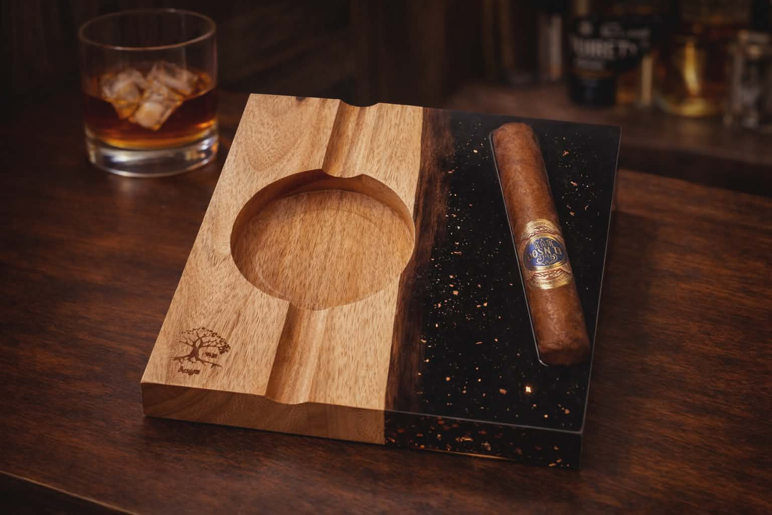 Handmade Luxury Wood and Resin Ashtray ( Made to Oreder )