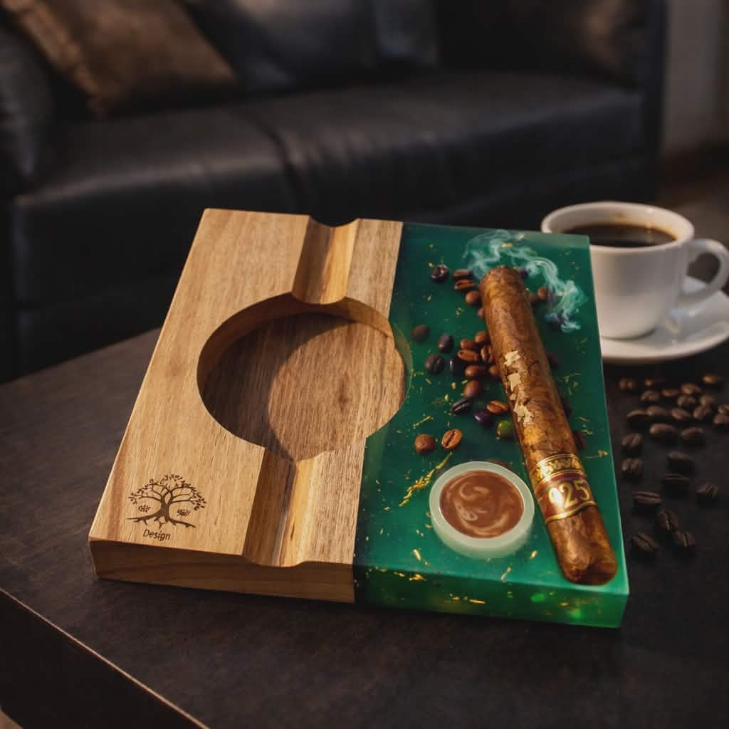 Handmade Luxury Wood and Resin Ashtray ( Made to Oreder )
